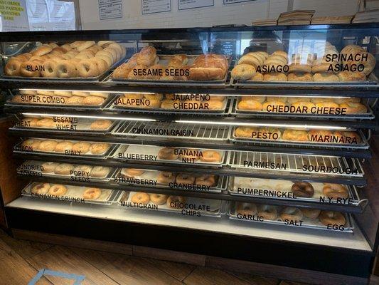 Variety of bagels on display