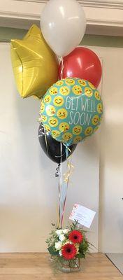 A custom bouquet and balloons, with note and delivery, for right around $100.