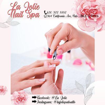 LA JOLIE NAIL SPA
Location - 364 California Ave, Palo Alto, CA 94306.
  Phone - 650 322 8882