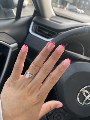 gel nails with hot pink tip