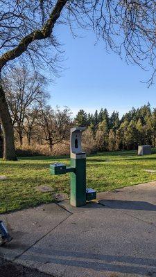 Water filling station by the parking lot