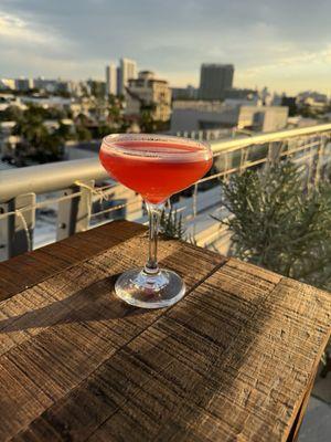 Strawberry daiquiri on rooftop bar