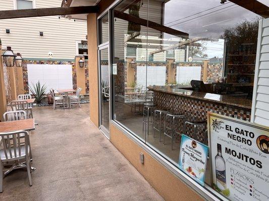 Outdoor bar and seating patio..