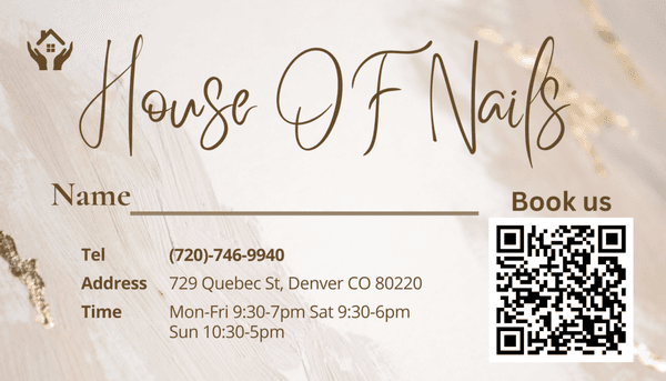 House of Nails Business card