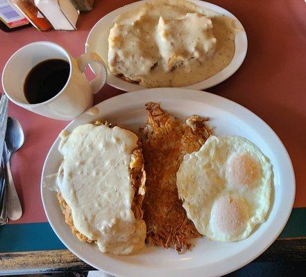 1/2 Chicken Fried Steak breakfast