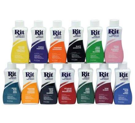 Full line of Rit powder, Liquid and RIT Pro line Dyes