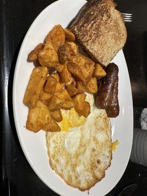 Eggs. Protein. Potatoes. Toast.