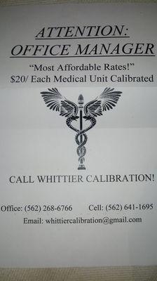 Medical equipment calibration