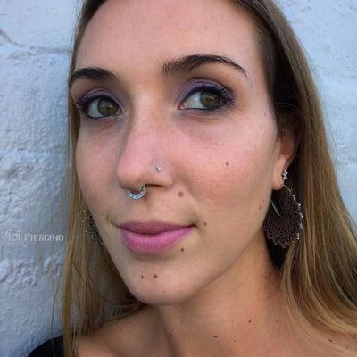 Healed Septum and Nostril by Bradlee Treutler with 18k White Gold and Diamond Jewelry from BVLA at 101 Piercing