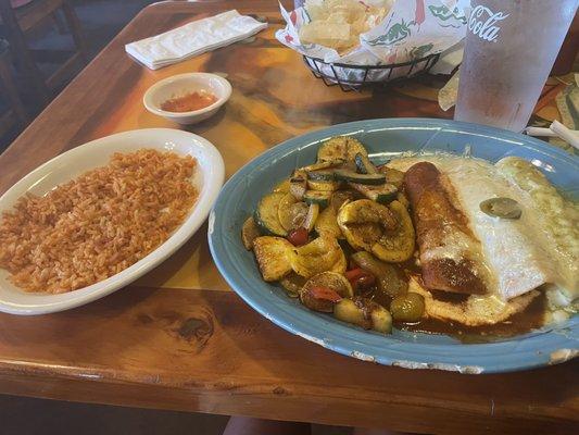 Enchiladas Mexicanas with rice