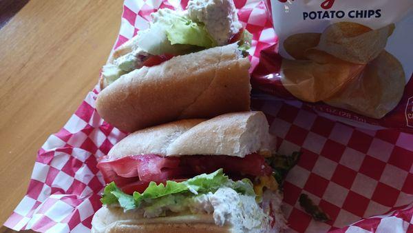 A chicken salad and bacon sub sandwich. Pretty tasty.