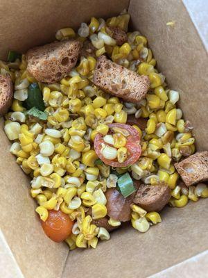 Salad w/ Corn, Cherry Tomatoes, Basil, and Croutons