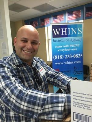 Darren of WHINS Insurance helping sponsor the troops abroad.