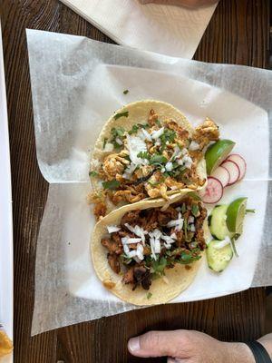 Chicken and Al Pastor tacos (a la carte)