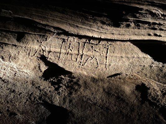 Cherokee Indian writing on a rock