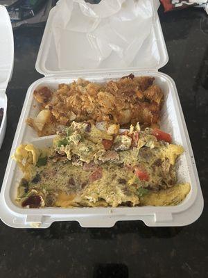 Farmers omelette loaded and huge portion of amazing home fries!