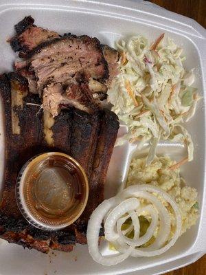 BBQ rib plate with added brisket