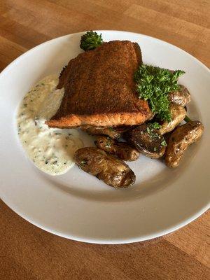 Salmon, Roasted Potatoes, Rose Cream Sauce- Special Valentine's Day Prepared Meal