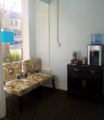 Have a seat in our new waiting room with complimentary hot tea and water!