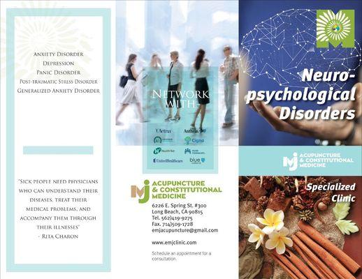 Need help on Neuropsychological issues such as Anxiety, depression, panic disorder, generalized anxiety disorder