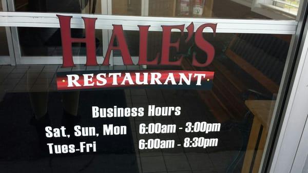 Hale's in Portland, OR hours.