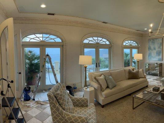 Glare reduction and heat control film on this oceanfront home