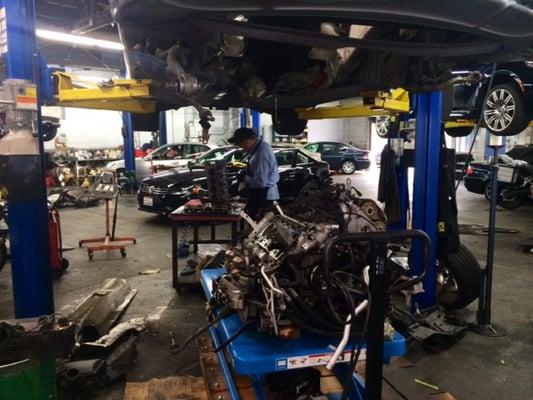 Palo Alto Bimmer tech John doing a valve job and carbon clean on a 645Ci.