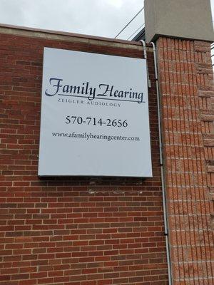 Family Hearing Center building signage in Forty Fort, PA