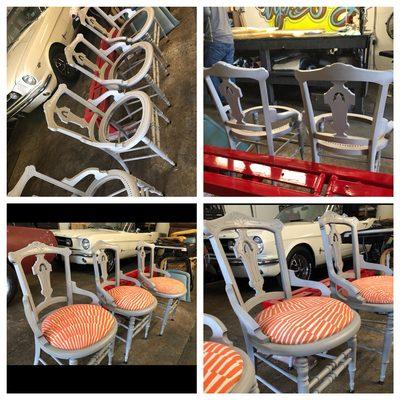 Added bottoms to these wonderful chairs and reupholstered!