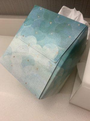 Soaking wet tissue box full of damp tissues.