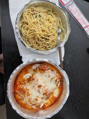 Eggplant Rollatini with Spaghetti Garlic and Oil