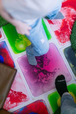 Squishy floor squares, liquid dye, very cool