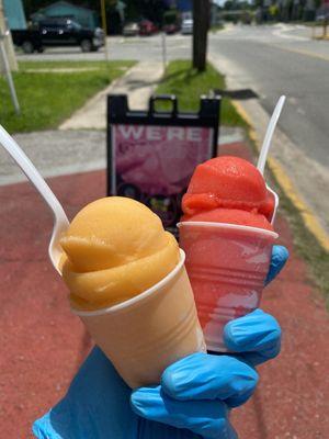 Our mango and cherry water ice.