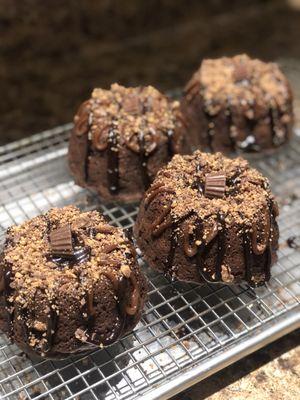 Mini chocolate bundt cakes made in house