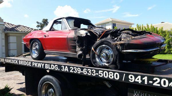 Fire recovery of this one time beauty of a Corvette