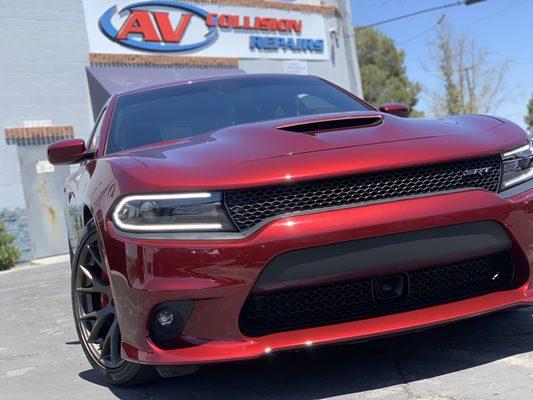 Sand and wind damage repairs on this beautiful 2018 Dodge Charger SRT. Do you have sand damage on your car? Give us a call today!