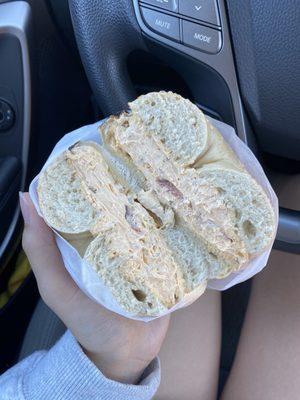 Plain Bagel With Jalapeño Cream Cheese and 1 Slice of Lox