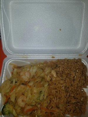 Teriyaki with shrimp and rice