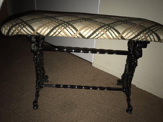 I found this beautiful vintage cast iron bench for the boudoir.