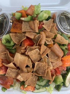 Fattoush Salad and fries. Best fattoush in town! Thank you Taza.