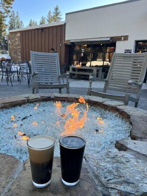 Beers by the fire pit.