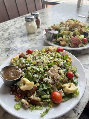 Macianos Chopped Salad and Antipasto Salad (back)