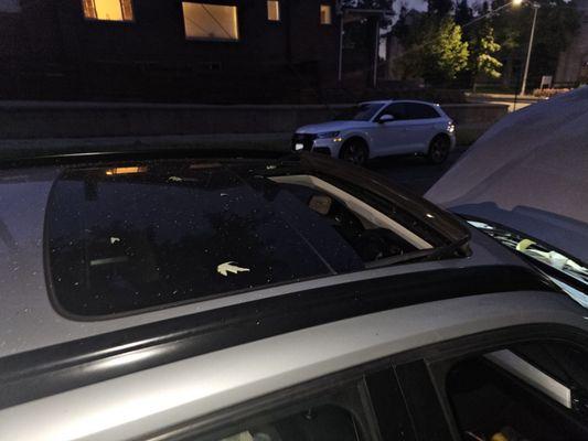 Sunroof open during major rainstorm