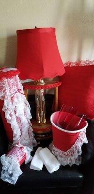 15 PIECE RED LAMP SET         SOLD