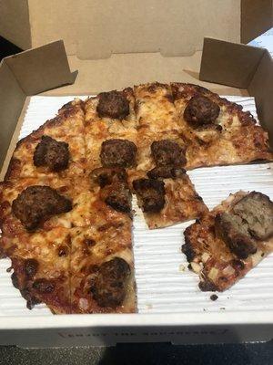 Meatball pizza. Miss labeled on the menu Cassano's guys. Bummer and I really like Italian sausage "crumbles" on my pizza.