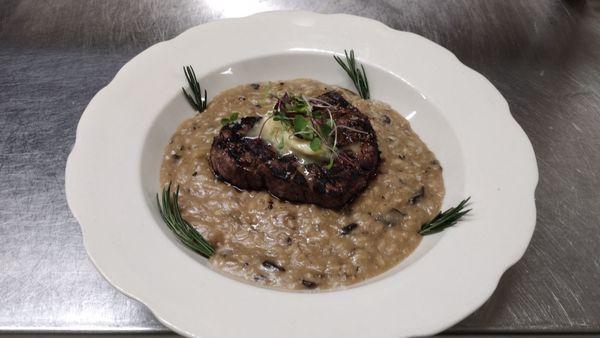 Filet mignon and wild mushroom Risotto