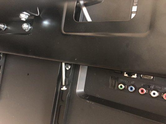 3 TV outputs covered due to botched installation of wall mount