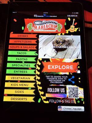 Digital menu