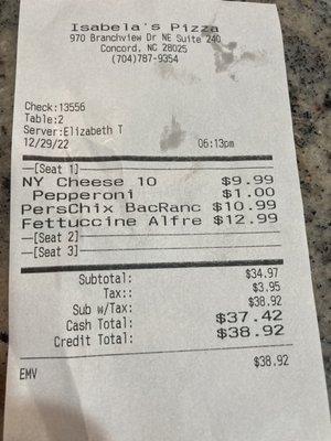 The receipt