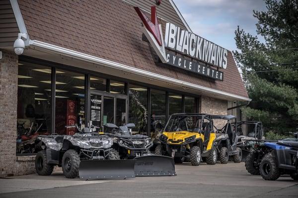 ATVs outfitted with the latest in plow technology ready to go to work!